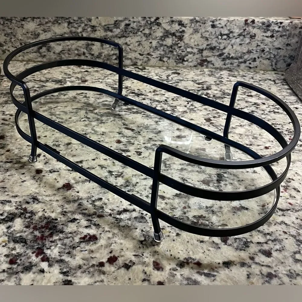 Black Metal Vanity Organizer with Glass Shelf